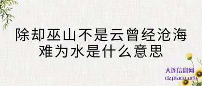说明除却巫山不是云曾经沧海难为水是什么意思