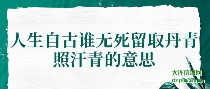 聊聊人生自古谁无死留取丹青照汗青的意思