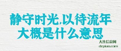 讨论静守时光,以待流年大概是什么意思