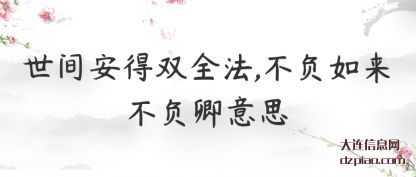 详解世间安得双全法,不负如来不负卿意思