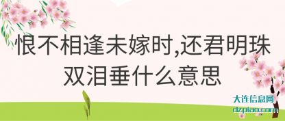 阐述恨不相逢未嫁时,还君明珠双泪垂什么意思