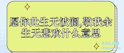 诠释愿你此生无波澜,敬我余生无悲欢什么意思