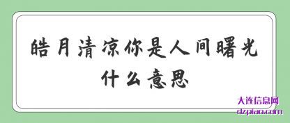 讲解皓月清凉你是人间曙光什么意思