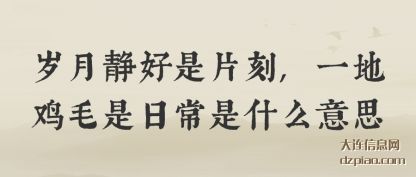 介绍岁月静好是片刻,一地鸡毛是日常是什么意思