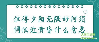 但得夕阳无限(xian)好何须(xu)惆怅近黄昏什么意思