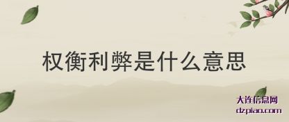 权衡利弊(bi)是什么(me)意思