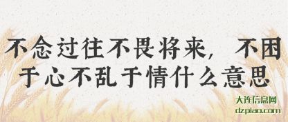 不念过(guo)往不畏(wei)将来,不困于心不乱于情什么意思