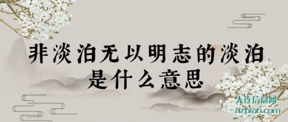 非淡泊(bo)无以明志的淡(dan)泊是什么意思