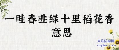 一畦春韭(jiu)绿(lu)十里(li)稻(dao)花香 意思