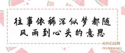 往事依(yi)稀浑似(si)梦都随风雨到心头的意思