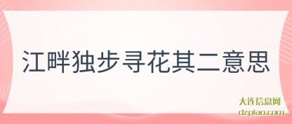 江畔独步寻花(hua)其二意思