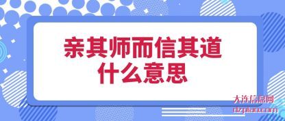 亲其师而信(xin)其道什么(me)意思