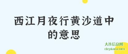 西江月夜(ye)行黄沙道中(zhong)的意思