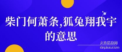 柴门何(he)萧条,狐兔(tu)翔我宇的意思