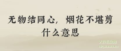 无物结同心(xin),烟花不(bu)堪剪什么意思