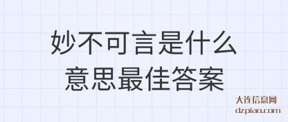 妙不可(ke)言是什么意思(si)最佳答案