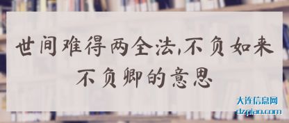 世间难(nan)得两全法(fa),不负如来不负卿的意思
