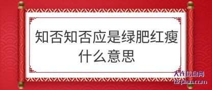 知否知否应是(shi)绿肥红瘦什么(me)意思
