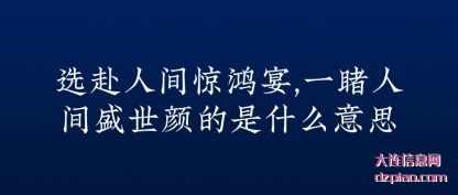 选赴人间惊(jing)鸿宴,一睹人(ren)间盛世颜的是什么意思