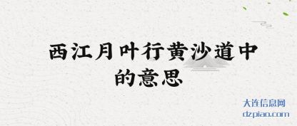 西江月叶行(xing)黄沙道(dao)中的意思