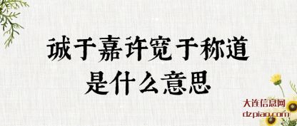 诚于嘉(jia)许宽于称道(dao)是什么意思