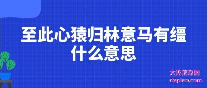 至此心猿归林(lin)意马有缰什(shi)么意思