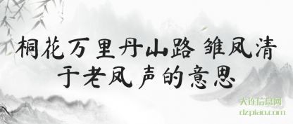 桐花万里丹山(shan)路 雏(chu)凤清于老凤声的意思