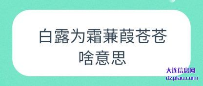 白露为霜蒹葭(jia)苍苍啥(sha)意思