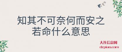 知其不可(ke)奈何而(er)安之若命什么意思