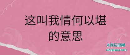 这叫我情何以(yi)堪的意(yi)思