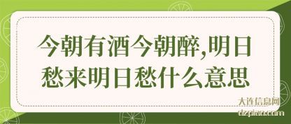今朝有酒(jiu)今朝醉,明日(ri)愁来明日愁什么意思