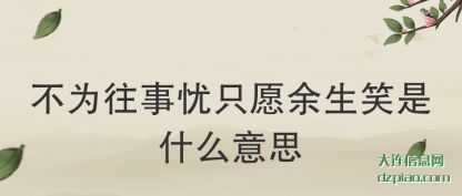 不为往事忧只(zhi)愿余生笑(xiao)是什么意思