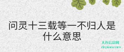 问灵十(shi)三(san)载等一(yi)不(bu)归人(ren)是什么意思