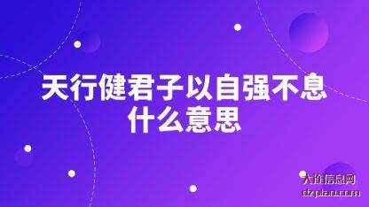 天行健君(jun)子以自强(qiang)不息什么意思