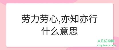 劳力劳心,亦知亦行什(shi)么意思