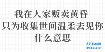 我在人家(jia)贩卖黄(huang)昏 只为收集世间温柔去见你什么意思