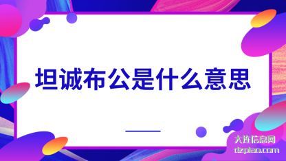 坦诚布(bu)公是什(shi)么意思