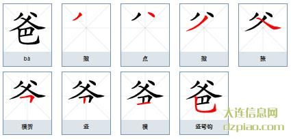 爸的笔顺,详解爸的笔画,阐述爸的部首
