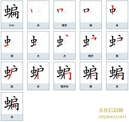 蝙组词,议论蝙的笔顺动画,诠释蝙怎么组词