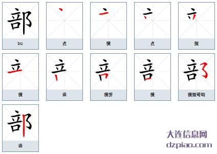 部组词,诠释部的笔顺动画,知晓部怎么组词