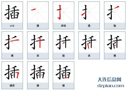 插组词,讨论插怎么组词,知晓插的笔画顺序