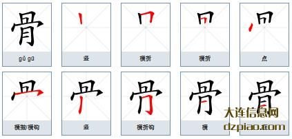 骨的笔顺,了解骨的笔画,理解骨的部首