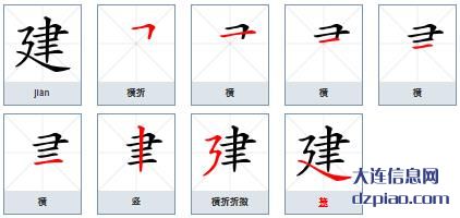 建的笔顺,知晓建的笔画,讨论建的部首