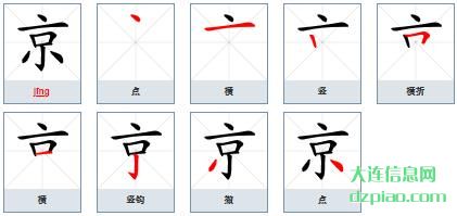 京的笔顺,详解京的笔画,解说京的部首