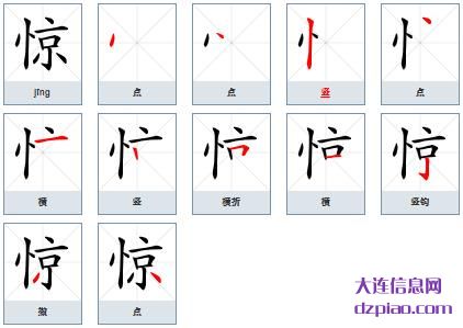 惊组词,分享惊的笔顺动画,理会惊怎么组词
