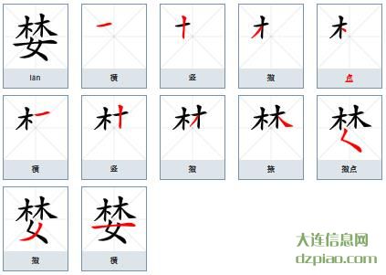 婪组词,体会婪的笔顺动画,议论婪怎么组词