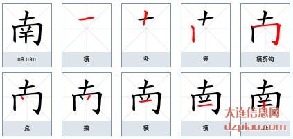 南组词,剖析南的笔顺动画,详解南怎么组词