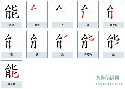 能的笔顺,介绍能的笔画,详解能的部首
