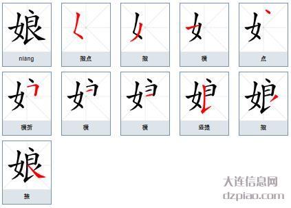 娘组词,议论娘的笔顺动画,介绍娘怎么组词