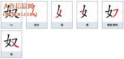 奴组词,总结奴的笔顺动画,注解奴怎么组词